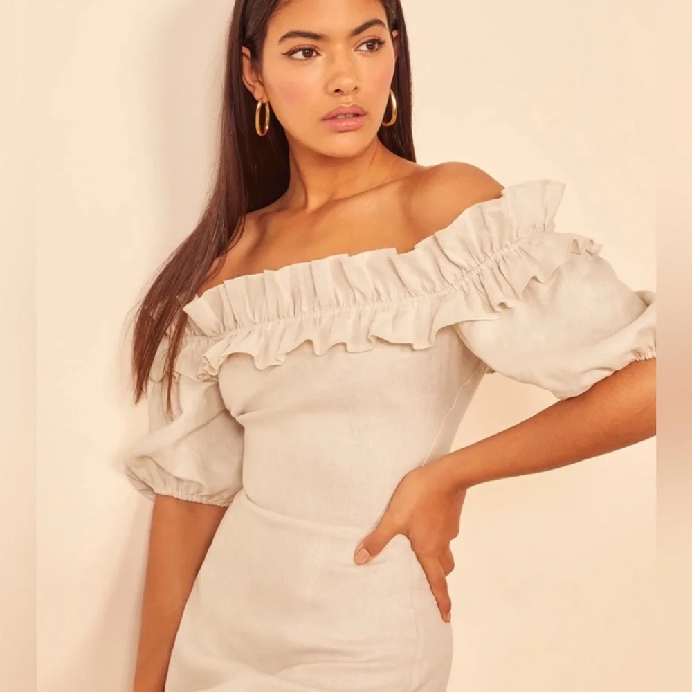 SOLD - Reformation Marley Off Shoulder Midi Dress, Size 2 - Picture 2 of 12